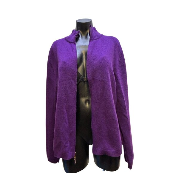 St. John Sport Cashmere Purple Zip Sweater XL - Picture 5 of 8